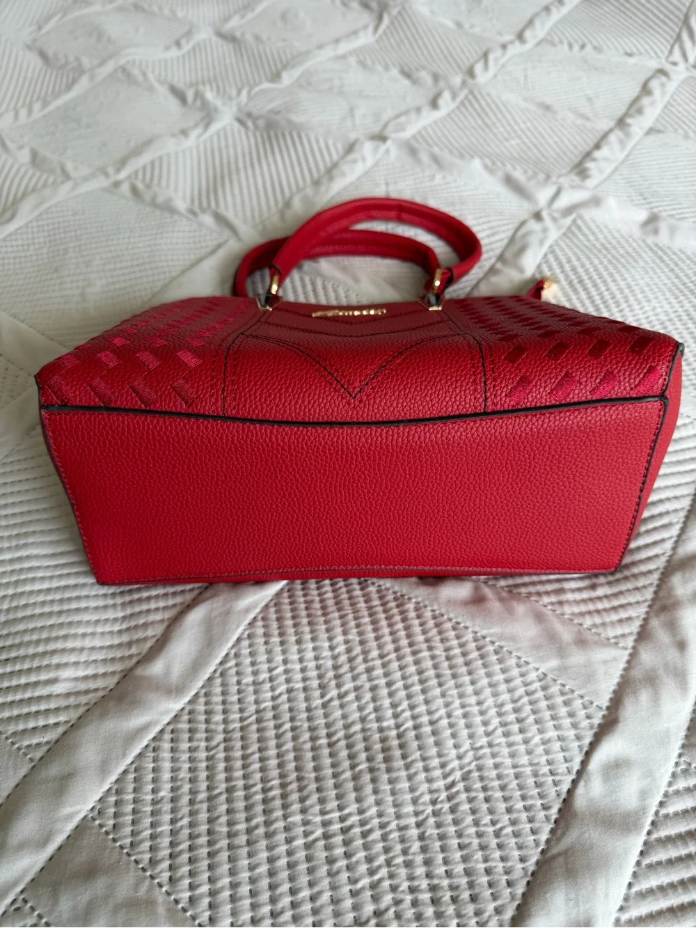 Aimily Cherry Red Women's Structured Handbag with Top Handles